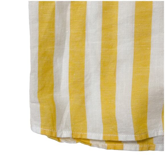 NWT Banana Republic Stripe Resort Shirt Linen Cotton Yellow White Striped M Tall - Picture 7 of 8